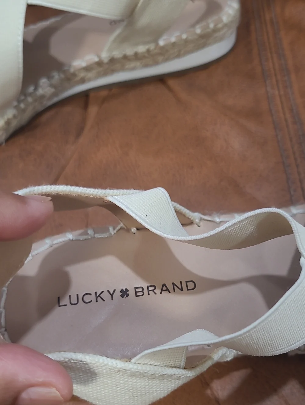 Lucky Brand Cream Cross-Strap Espadrille Slingback Flats